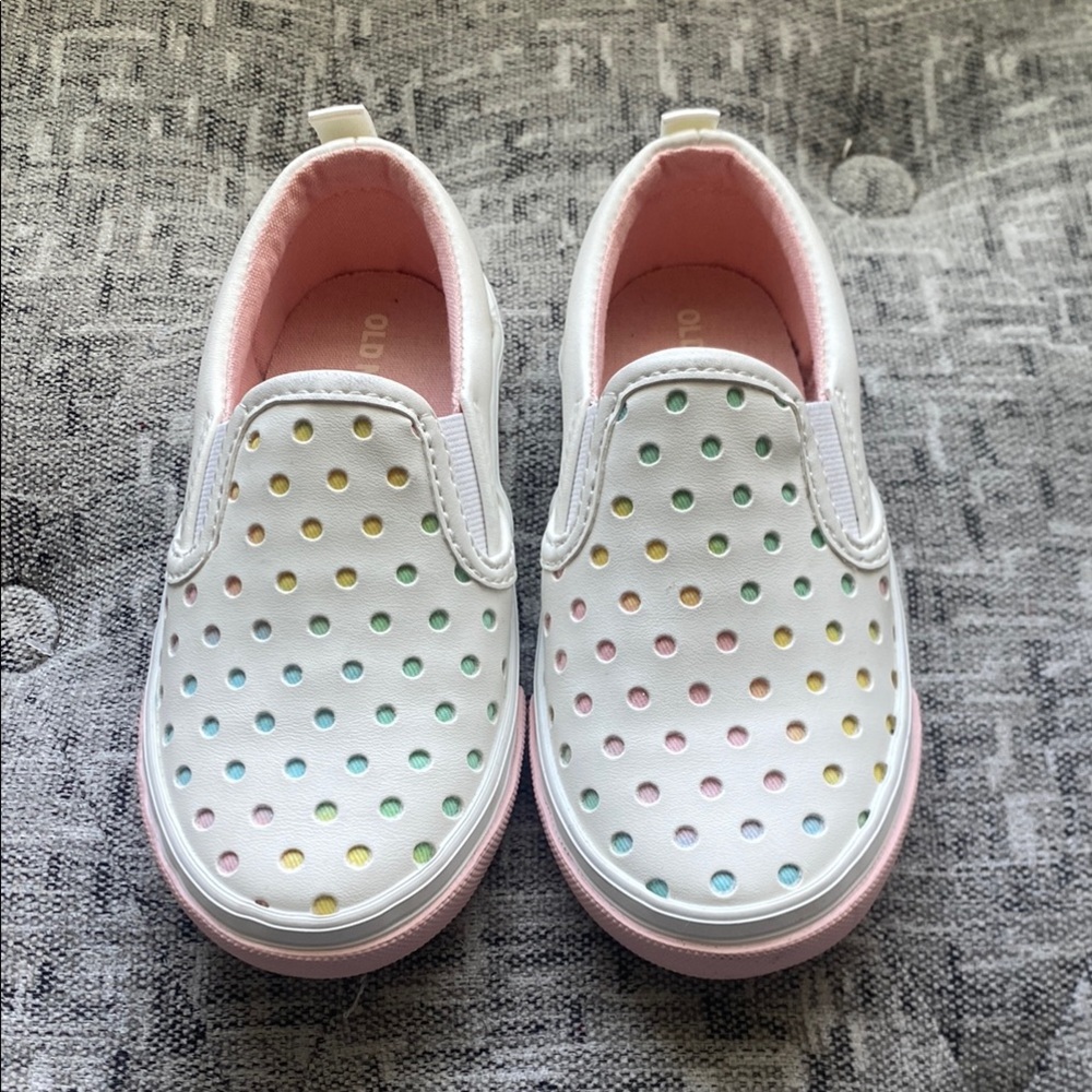 Old Navy Kids Slip-On Sneakers - White with Rainbow Accents